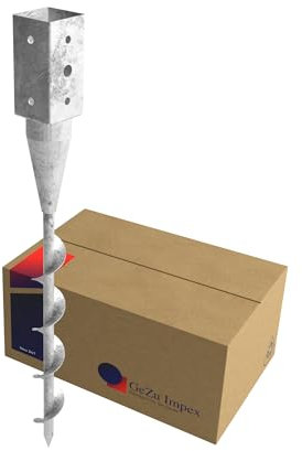 GeZu Impex Supporto per Pali 71 x 71 mm Zincato a Caldo Supporto per Recinto con Vite da Terra Ancora per Pali Senza Scavo