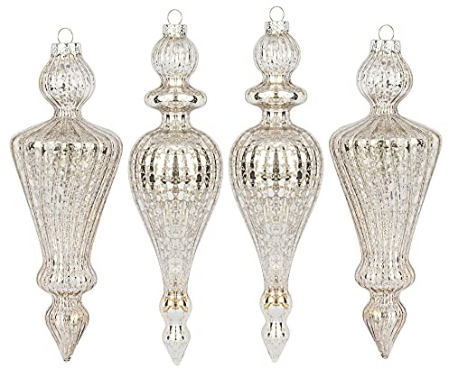 KI Store weihnachtskugeln Gold Glas 4 Stücke Ornamente für Weihnachtsbaum Christbaumkugeln Glas Weihnachtsdekoration Kugeln (Silber)