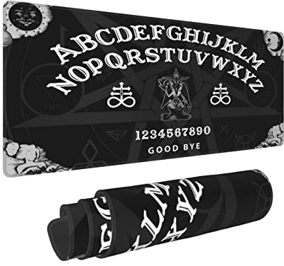 Halloween Mystic Spirit Goth Ouija Board Game Divination Devil Witchcraft Wicca Gaming Keyboard Mouse Pad Mousepad Accessories Huge Extended XL Stitched Edge Rubber Sole for Home Office(35.4X 15.7)