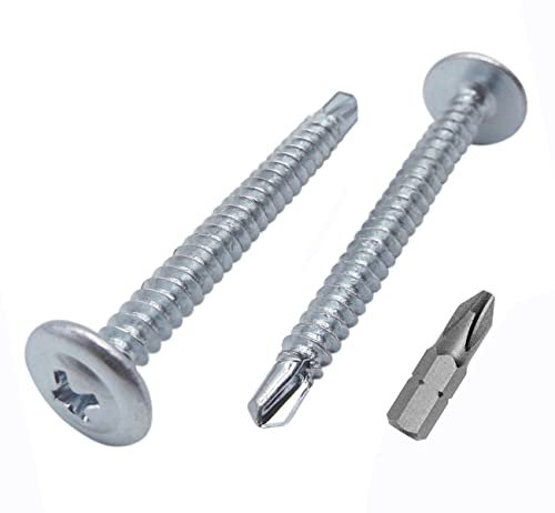Paquete de 60 tornillos de acero chapado en zinc de 4,2 x 45 mm, cabeza de armadura modificada Phillips, tornillo de chapa autoperforante, autorroscante (60, 4,2 x 45 mm)