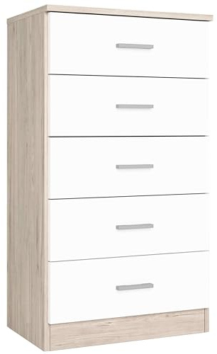 Fabrikit Sinfonier Couple 5 Schubladen kleine Kommode Sahara Weiß matt 50 x 90 x 33 cm