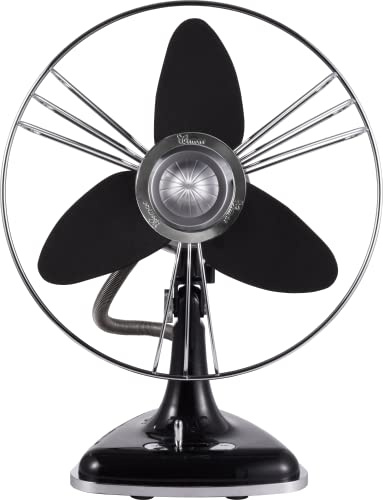 bimar VTM34.NE Ventilatore da Tavolo Vintage 35W, Corpo in Metallo, Elica Ø 30cm con 3 Pale in EVA, Comandi Vintage con Levetta Selettore 3 Velocità, Orientabile Destra Sinistra