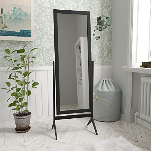 Vida Designs Nishano specchio rettangolare a figura intera free standing in legno Cheval girevole per camera da letto corridoio comò nero