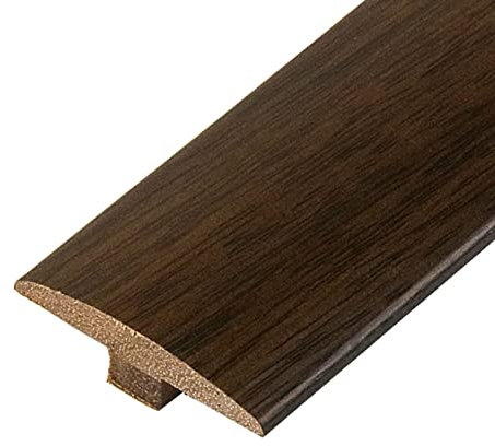 LAIDEPA T Type Massivholz Übergangsschiene, Mit Holzmaserung Zimmer Dekorativ Schwellenrampe, Innen Außen Übergangsprofil, Unebene Böden Übergangsleiste, Schnelle Montage,Black waut,100cm (39.4in)