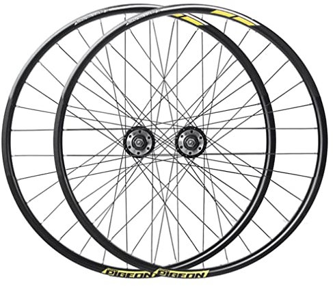 HSQMA Mountainbike Laufradsatz 26 Zoll Scheibenbremse MTB Felge Schnellspanner Vorderrad Hinterrad Fahrrad Laufrads 32 Loch Nabe Für 7/8 Geschwindigkeit Schraub Flywheel (Color : Yellow)