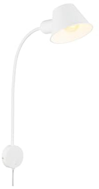 BRILONER Leuchten - Bettleuchte flexibel, Bettlampe verstellbar, Kippschalter, 1x E27 Fassung max. 10 Watt, inkl. Kabel, Weiß, 55 cm, 2089-016