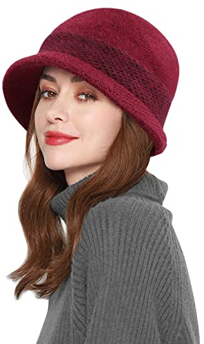 Comilaka Dam basker mössa basker beanie stickad fodrad varm stickad mössa skjutmössa hatt vinter fleece mössa, Rött vin, one size