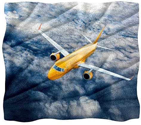 Fleece-Überwurfdecke für Couch, Sofa oder Bett, gemütliche, weiche Decken, Flugzeug mit Himmel