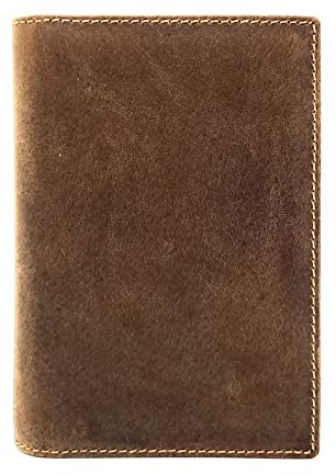 Lemasi echt Leder Etui Hülle Dokumenten Mappe für Angelschein, Schwerbehindertenausweis, Reisepass, Waffenschein, Jagdschein, Impfausweis usw. (braun ohne Prägung)