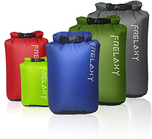 Frelaxy wasserdichte Taschen 3-Stück/5-Stück, Ultraleicht Dry Bag, Outdoor Trockenbeutel Aufbewahrungsbeutel für Wandern, Camping, Schwimmen, Bootfahren, Kajakfahren(5-Stück)