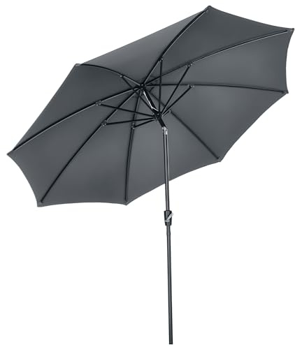 Outsunny Sombrilla de Jardín Ø300x252 cm Techo Inclinable Manivela | Parasol de Terraza, 8 Varillas de Metal, para Patio Balcón Exterior