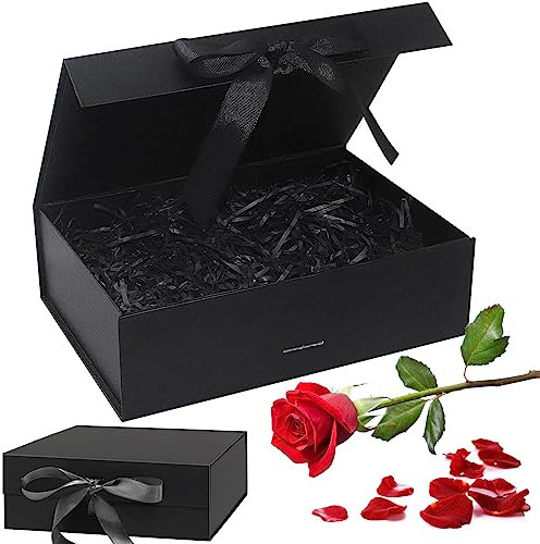 Geschenkverpackung Box 21 * 17 * 7cm Geschenk Verpackungsbox Magnetische Geschenkbox Geschenkbox Schwarz Geschenkboxs mit deckel für Hochzeiten Geburtstage Jubiläen - Schwarz