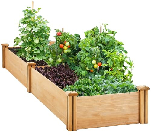 Yaheetech Carré Potager en Bois Bac Potager Surélevé Potager Extérieur/Intérieur Bac à Fleurs Légumes pour Jardin Cour Serre Terrasse 245,5 cm L x 62,5 cm l x 27 cm H Brun Clair