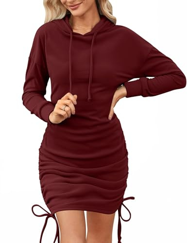 Aottori Vestido Sudadera Mujer Elegante Sudadera Larga con Capucha Hoodie Pullover Casual Otoño Invierno Jersey Manga Larga Sólido Sudaderas Dress