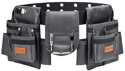 VIDAR TOOLS Tool Belt,12 Pockets Tool Belts for Men, Heavy Duty Carpenter/Construction/DIY'er/Electrician .Double layer thickened polyester fiber with waterproof coating.