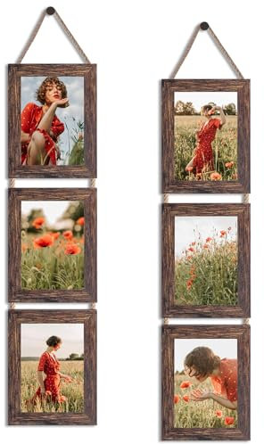 EYMPEU Cornice 13x18,Cornice Triplo in Verticale, Decorazione per Soggiorno, Camera da Letto, Ufficio, 6 Pezzi,Marrone Rustico