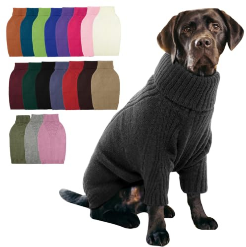 IECOii Hundepullover für Kleine, Mittelgroße und Große Hunde - Warmer Rollkragen Sweater, Winter Hundebekleidung für Französische Bulldogge, Labrador, Deutscher Schäferhund