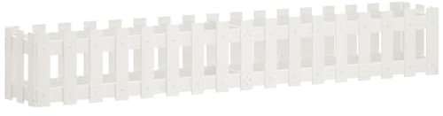 Hochbeet aus Holz, Lattenzaun Design Blumenbeet Blumenkasten Pflanzkasten Pflanzbeet Gartenbeet Pflanzkübel für Garten & Balkon, Weiß 200x30x30 cm Massivholz Kiefer