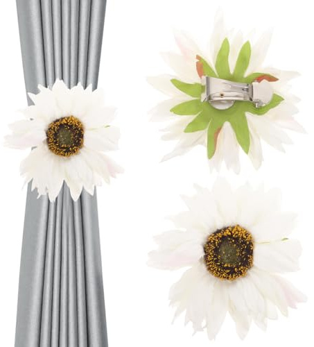 KOMBIUDA 2 Pièces Pince À Rideaux Tournesol Embrasse Rideaux Décorative en Métal Accessoire De Rideau pour Maison Hôtel Draperies Et Tentures Fixation Facile