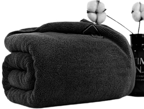 Extra stort premium överdimensionerat jumbo badlakan – 150 x 200 cm – 100 % egyptisk bomullshanddukar supermjuka snabbtorkande och absorberande enormt badlakan 600 GSM (svart)