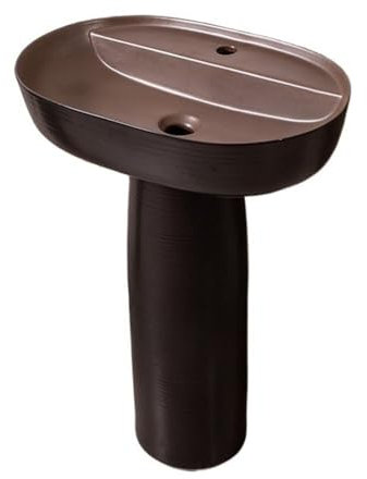 Badezimmerwaschbecken Badezimmer-Säulenwaschbecken, 2-teiliges Standwaschbecken, schwarze Keramik-Sockelwaschbecken-Kombination, Außenwaschbecken im Innenhof Badezimmer-Sockelwaschbecken (Color : A)