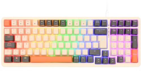 Rii Clavier Mécanique de Jeu Mécanique sans Fil avec pavé Numérique,3 Modes(2.4 GHz/Bluetooth/Filaire),Rétroéclairage LED,Interrupteurs Rouges,101 Touches 96% Layout,pour PC/Windows/Mac/Smartphone