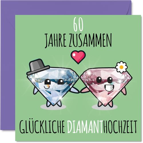 Stuff4 60. Hochzeitstag Karte Liebe, 60 Jahre Zusammen Diamant Hochzeit
