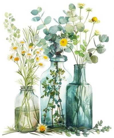 hoshiron Pintar por Numeros Adultos Paisajes, DIY Pintura por Números para Adultos y Niños,Decoraciones para el Hogar sin Marco de 30 x 40 cm,Flores 04