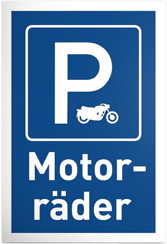 DankeDir! Parkplatz Motorräder - 30 x 20 cm Schild Kunststoff - Lustiges Hinweisschild für Motorradfahrer - Geschenkidee für Biker - Wetterfeste Deko für Garage und Parkplatz
