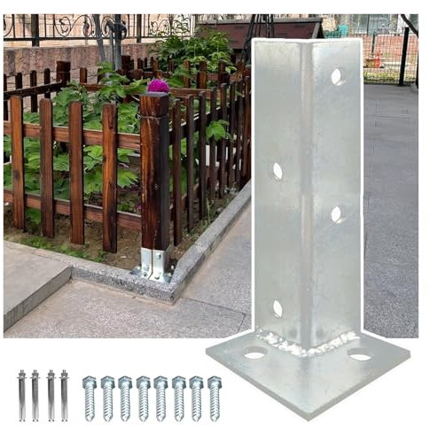 Pfostenankersockel, Deckpfostensockel, verstellbarer Pfostenhalterungs-Basisabdeckungssatz, robuster Pfostenanker aus Edelstahl, for Deckgeländer, Briefkasten, Zaun, Holzpfosten (Farbe: 7 x 7 x 20 cm)