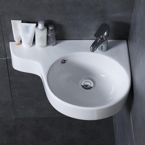 PXDRB Porcelain Art Wash Basin Bathroom Sink Bathroom Corner Basin Hanging Basin Sink Small Mini Apartment Wall-Mounted Ceramic Triangle Washbasin White Bathroom Vessel Sink