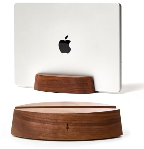 Nordik - Supporto verticale regolabile per computer portatile, in noce, di alta qualità, per casa, ufficio, ingegneri software, scrivania salvaspazio, supporto stabile in legno antiscivolo, MacBook