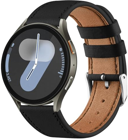 Mugust Armband för Samsung Galaxy Watch 40 mm 44 mm/5 Pro/4 Classic/6 Classic/FE/3 41 mm/Active 2 läderarmband (svart)