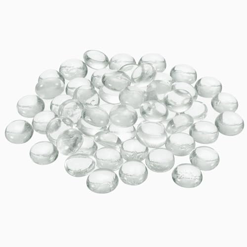 QUARKZMAN Perle di vetro da fuoco per camino, rotonde, ghiaia, ciottoli, riflettenti, per contenitore di pesce, decorazione acquario, 1000 g/2,2 lbs, trasparenti