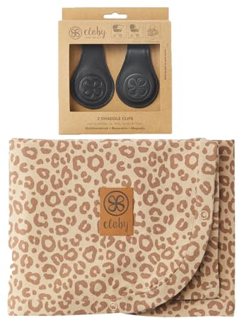 Cloby CBY-SET-LPB-BLA Set UV-Schutz-Decke Leopard braun und magnetische Clips schwarz
