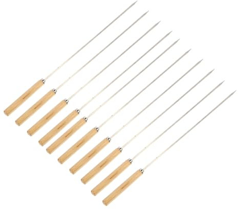 Spiedini da Barbecue Piatti in Acciaio Inox 10 Pezzi con Manico