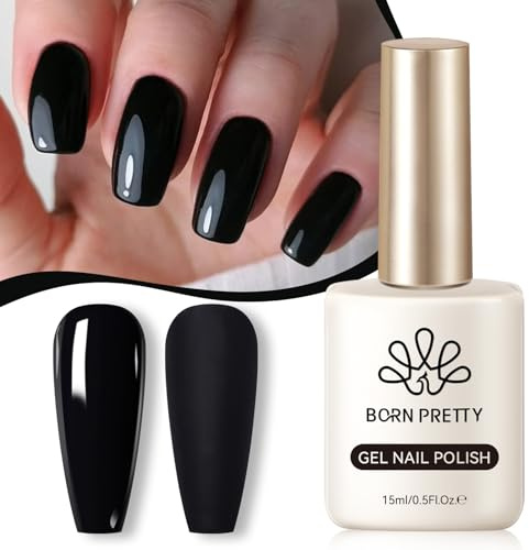 Born Pretty UV Nagellack Schwarz 15ml - Gel Nagellack UV Klassische Farbe LED Soak off Manicure Gel Lacquer Varnish