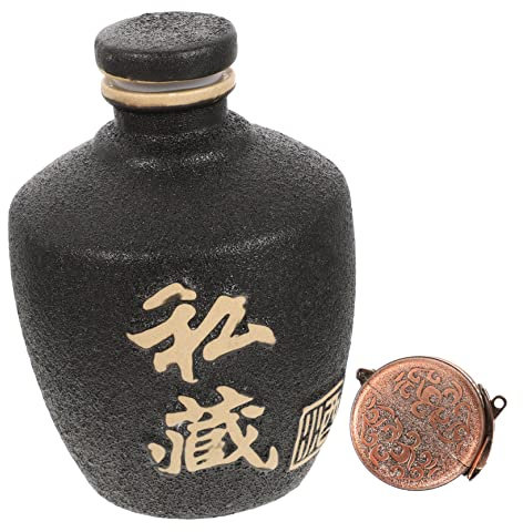 Holibanna Jarra De Cerámica Para Licor Tapa Sellada Recipiente Resistente y Seguro Para Almacenamiento Doméstico De Bebidas Espirituosas Diseño Artesanal Para Uso Prolongado y Prevención De