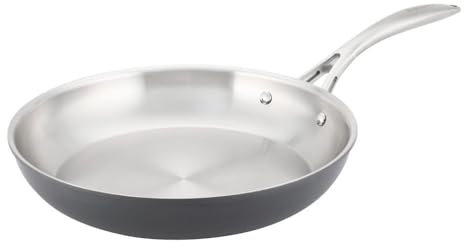 ProCook Professional Bi Ply Stainless Steel Frying Pan - 28cm, Durable Non Stick Saute Skillet - Black, Heavy Duty Cookware