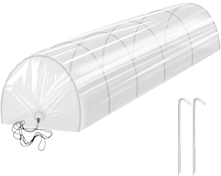 1 set di 1 tunnel per serra, copertura per cloche da giardino, pellicola di protezione solare, telaio in filo di acciaio, ideale per cortile, balcone, terrazza, 300 x 45 x 45 cm, colore bianco e verde