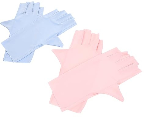 Guantes de Manicura UV sin Dedos 2 Pares, Nylon, Protección Solar | Salón y Senderismo, Resistentes y Fáciles de Limpiar, Cubren Mano y Piel Diseño Ligero