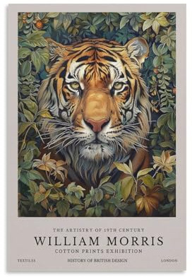 William Morris Tiger Floral Plant Aesthetic Poster Decorative Painting Canvas Wall Art Living Room Decor Posters 12x18inch(30x45cm)
