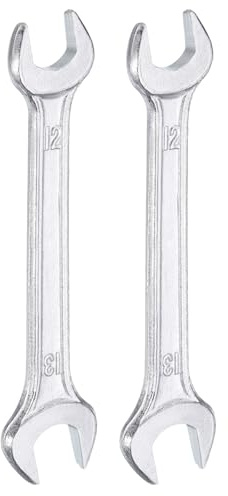 QUARKZMAN 2Pcs Clé à Fourche Double 12mm x 13mm Métrique Clé Plate à Angle Décalé 15 Degrés, Petite Clé Plate Galvanisée, pour Réparation Automobile, Assemblage de Meubles