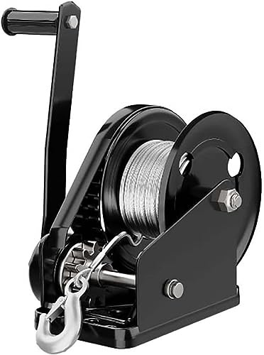 Cabrestante de camión de 1200 LB Cabrestante de manivela con Cable de Acero y Gancho Cabrestantes de Remolque Resistentes portátiles Cabrestante Freno bidi