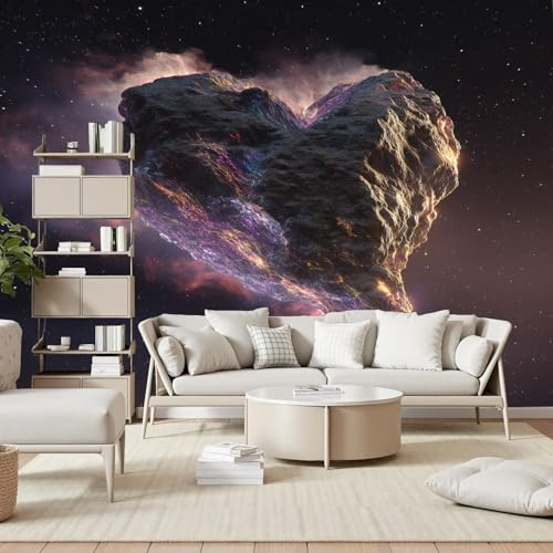 Gaqinhh Romantique Amour Météorite Papier Peint Panoramique, Ciel Étoilé Météore Papier Peint Intissé, Tapisserie Murale Cuisine Salle de Bain, Décoration Murale Chambre, 150 x 105 cm