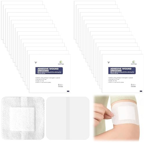 KMFYMPT 30 Stück Wundpflaster Steril, 10x10 cm Steriler Wundverband, Sterile Pflaster, Aus Vliesstoff, Hautfreundlich und Atmungsaktiv, Geeignet Für Alltägliche Abschürfungen und Kleinere Wunden