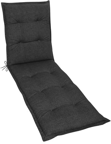Gardissimo Liegenauflage Premium Anthrazit, 195 x 60 x 8 cm | Baumwollmischgewebe, Schaumfüllung, Eckbänder & Einstellband, Made in EU