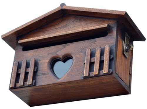 MAGICLULU Cassetta Postale da Parete in Legno Resistente per Esterni, Porta Lettere e Suggerimenti in Stile Retrò Forma Casa, Facile da Installare per Villa