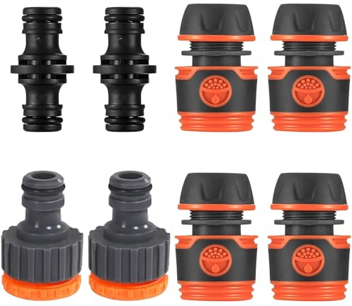 8 Piezas Conectores Rápidos para Manguera de 1/2 Pulgadas, Kit de Conector de Manguera de Jardín, Doble Conector para Manguera de Jardín, Adaptador de Manguera para Grifo, para Mangueras de Jardín
