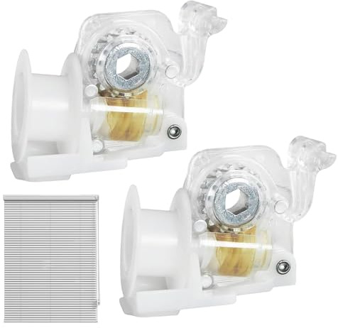 2 Pcs Venetian Blind Tilt Mechanism, 45x38mm Hex Hole, White | Replacement parts with 6mm brackets, compatible with wooden venetian blinds for windows, durable hardware accessories